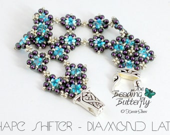 Shape Shifter - Diamond Lattice Variation - Bracelet Beading Pattern Tutorial RAW and Netting