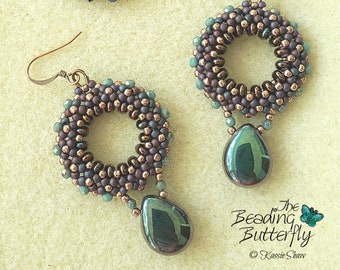 Duo Drops Earrings Tutorial - Double RAW (DRAW) pattern for seed beads and superduos