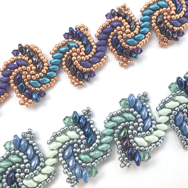 Chinese Dragon Bracelet Tutorial - Intermediate Beading Pattern for Miniduos or Superduos and Seed Beads