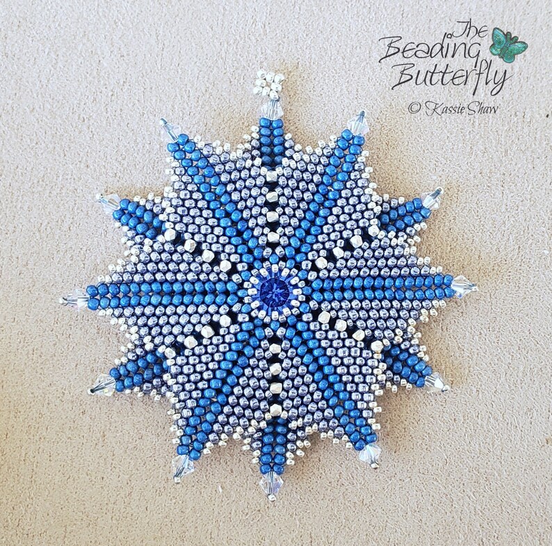Pinwheel Star Ornament or Pendant Tutorial Beadweaving Pattern image 3