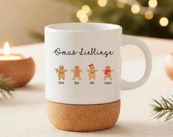 Keramiktasse / personalisiertes Weihnachtsgeschenk mit Namen der Enkelkinder oder Kinder/ Frohe Weihnachten / Geschenk Oma /Opa /Mama /Papa