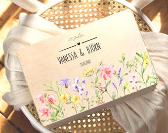 Personalisierte Erinnerungskiste zur Hochzeit mit Namen, Datum und Jubiläum | Geschenk zur Silberhochzeit, goldenen Hochzeit und Jubiläen