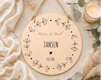 Türschild Familie | Namensschild für die Haustür | personalisiertes Holzschild als Geschenk | Hochzeitsgeschenk
