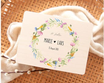 Personalisierte Erinnerungskiste zur Hochzeit mit Namen, Datum und Jubiläum | Geschenk zur Silberhochzeit, goldenen Hochzeit und Jubiläen