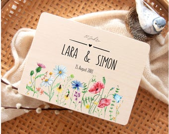 Personalisierte Erinnerungskiste zur Hochzeit mit Namen, Datum und Jubiläum | Geschenk zur Silberhochzeit, goldenen Hochzeit und Jubiläen