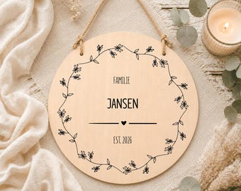 Türschild Familie | Namensschild für die Haustür | personalisiertes Holzschild als Geschenk | Hochzeitsgeschenk