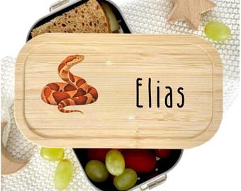 personalisierte Brotdose | Lunchbox für Kinder mit Namen | zum Schulanfang, Einschulung, Kita | Motiv wilde Tiere