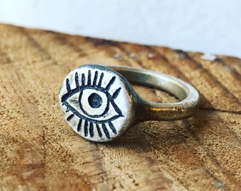 Eye Signet Ring in Silver