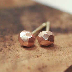 14k Rose Gold Faceted Stud Earrings image 1