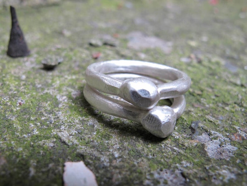 Pure Silver Organic Chunky Rings image 5