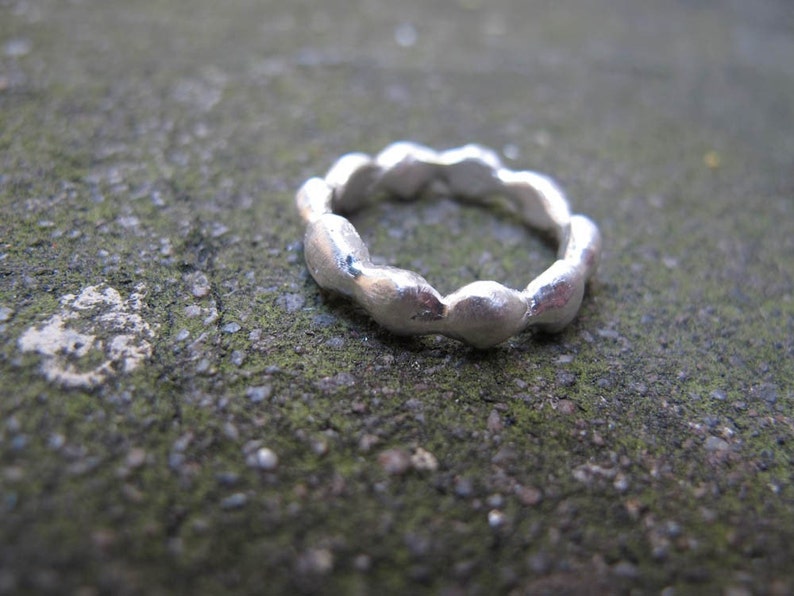 Silver wavy ring. Wavy wedding band. Stacking ring. image 4