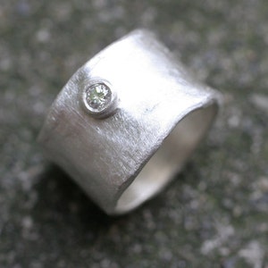 Wide Silver Band with .10ct Diamond image 4