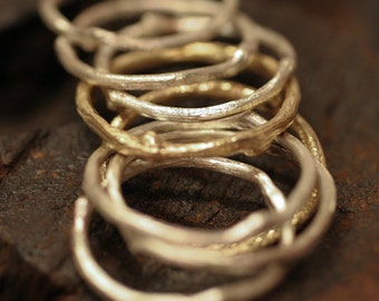 Stack of 3 Sterling Silver Twig Rings