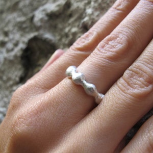 Silver wavy ring. Wavy wedding band. Stacking ring. image 1