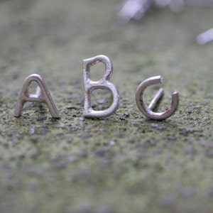 Alphabet letter stud earrings in 14k gold image 1