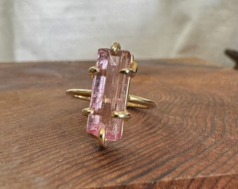 Pink Tourmaline Crystal Ring