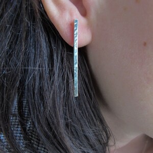 Long Rectangular Earrings Sterling Silver image 2