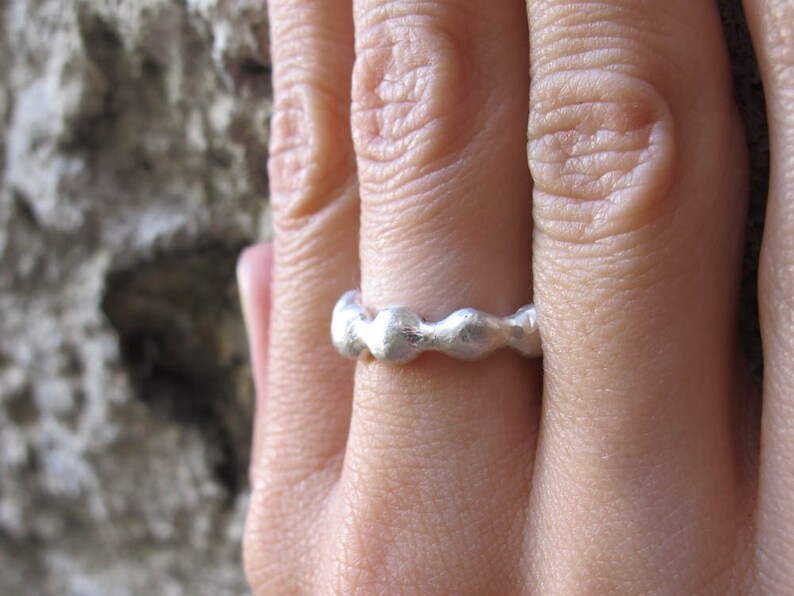 Silver wavy ring. Wavy wedding band. Stacking ring. image 3