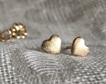 Solid Gold Heart Stud Earrings