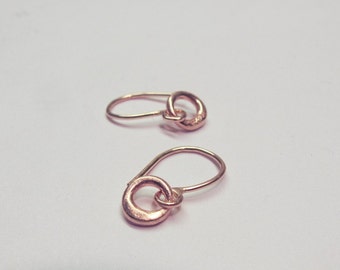 14k Rose Gold Circle Drop Earrings