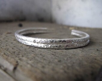 Pure Silver Cuff Bracelets one with 3 / 3pt Diamonds