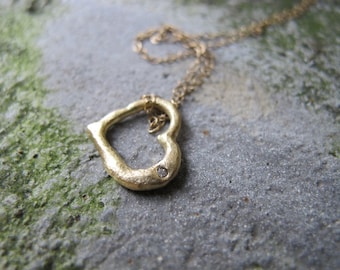 14k Y Heart with Diamond Pendant