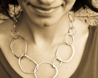 Hammered Sterling Silver Chain Necklace