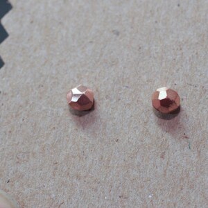 14k Rose Gold Faceted Stud Earrings image 4