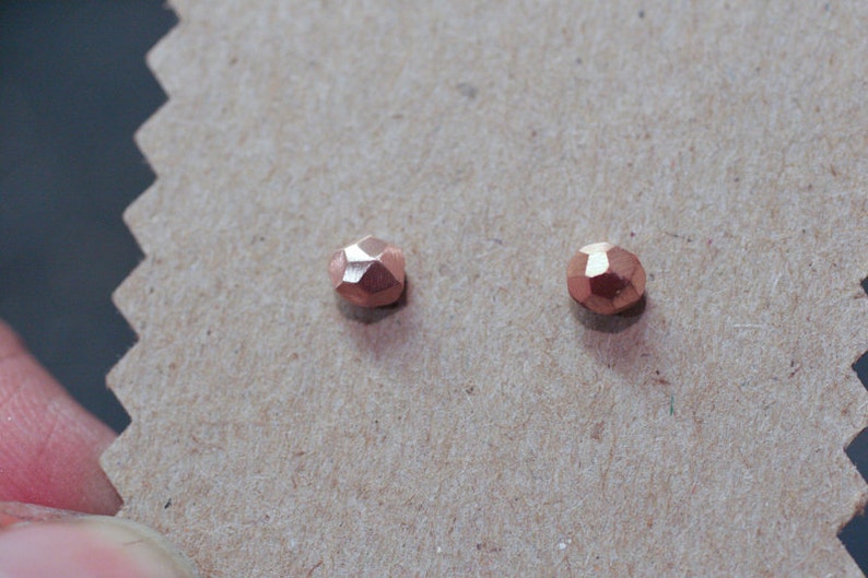 14k Rose Gold Faceted Stud Earrings image 4