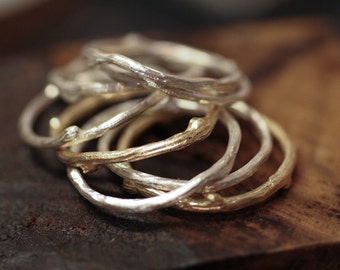 Twig Ring Solid 14k Gold single