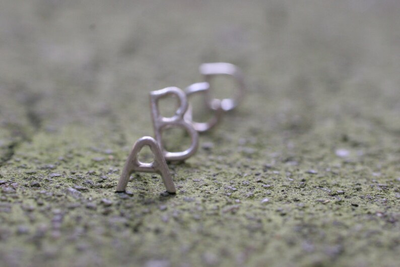 Alphabet letter stud earrings in 14k gold image 5