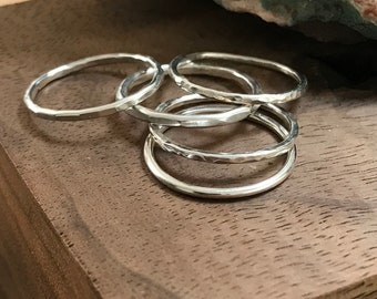 6 Stacking Bands in Sterling Silver