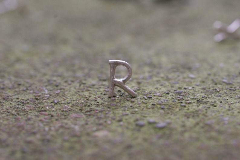Alphabet letter stud earrings in 14k gold image 4