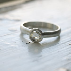 5mm Rose Cut Moissanite Solitaire in Sterling Silver