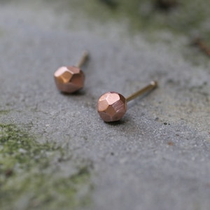 14k Rose Gold Faceted Stud Earrings image 2