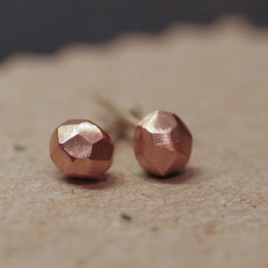 14k Rose Gold Faceted Stud Earrings image 5