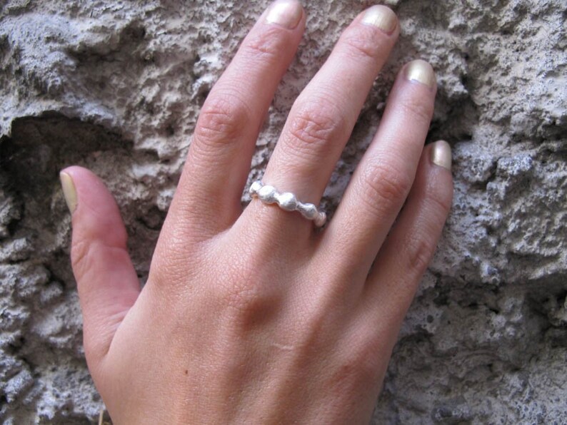 Silver wavy ring. Wavy wedding band. Stacking ring. image 5