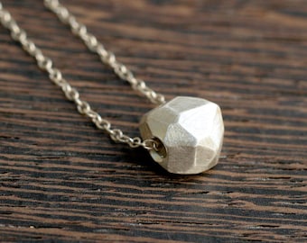 Faceted Sterling Silver Bead Pendant