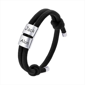 Pulsera personalizada para hombre con nombres de niños, pulsera de joyería para hombre, ・Pulsera de amistad ・Pulsera de cuerda de navegación para parejas