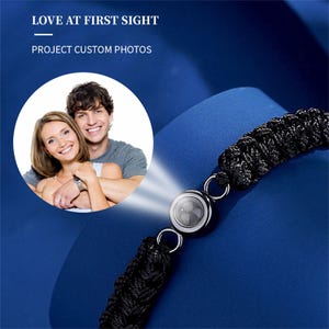 Customized Photo Projection Bracelet • Braided Rope Bracelet • Picture Inside Jewelry • Memorial Gift • Gift for Him  Her