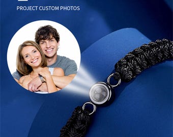 Customized Photo Projection Bracelet • Braided Rope Bracelet • Picture Inside Jewelry • Memorial Gift • Gift for Him  Her