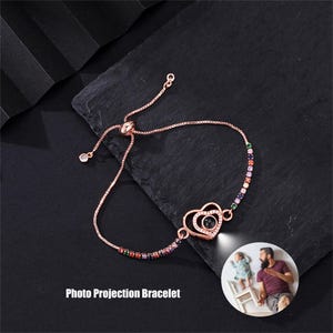 Personalized Photo Projection Bracelet, Picture Bracelet, Photo Memorial Gifts, Birthday Gifts for Her, Gifts for Grandma, Gift for her