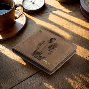 Personalisiertes Portemonnaie für Männer und Frauen Personalisierte Leder Foto Brieftasche für Ihn, schlanke Männer Brieftasche, Geschenk für Mann Papa Vater, Vatertagsgeschenk