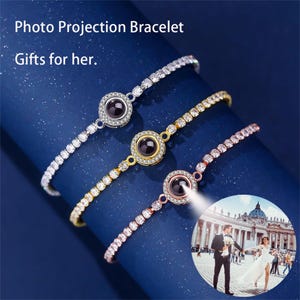 Photo Projection Bracelet Personalize Projection Photo Bead Bracelet Handmade Minimalism Picture Projection Charm Bracelets Gift for Her