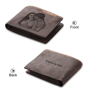 Cartera personalizada con monograma grabado, cartera delgada de cuero para hombre personalizada con nombre, cartera minimalista, regalo de aniversario y Navidad para él.
