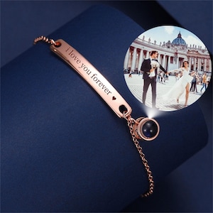 Custom Photo Projection Bracelet,Memorial Picture Inside Bracelet, Personalized Photo Bracelet,Anniversary Gift,Gift for Him,for Her