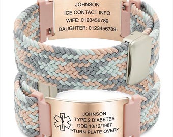 Custom Medical Alert ID Bracelet Hypoallergenic Stainless Steel Adjustable Engraved Allergy Diabetes Emergency Gift for Women Men Kids