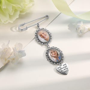 Custom Wedding Bouquet Charm Personalized Bridal Jewelry with Photo Engraved Keepsake , Wedding Anniversary Gift for Bride Groom Couples