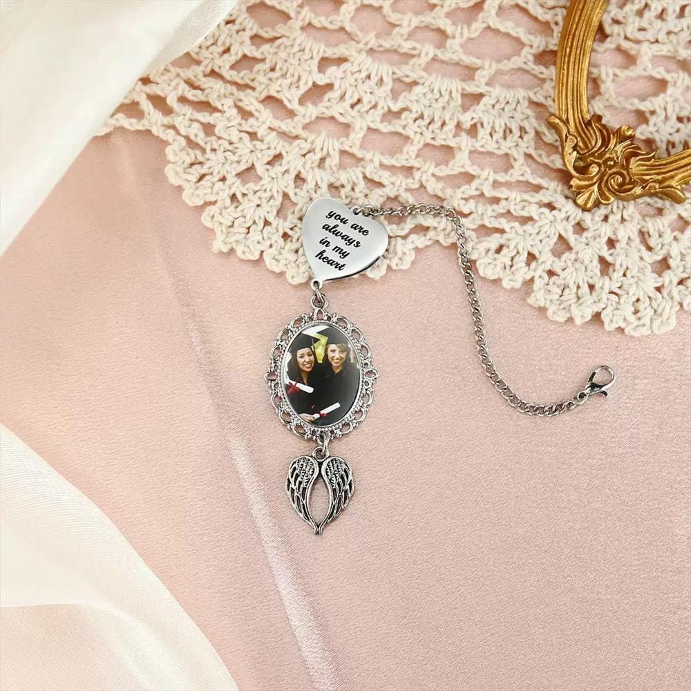 Personalized Graduation Cap Tassel Photo Charm Angel Wings Memorial ...