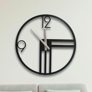 Horloge murale en métal, horloge murale unique, horloge murale moderne, horloge en métal, horloge de décoration intérieure, horloge murale noire, art mural moderne, horloge murale silencieuse